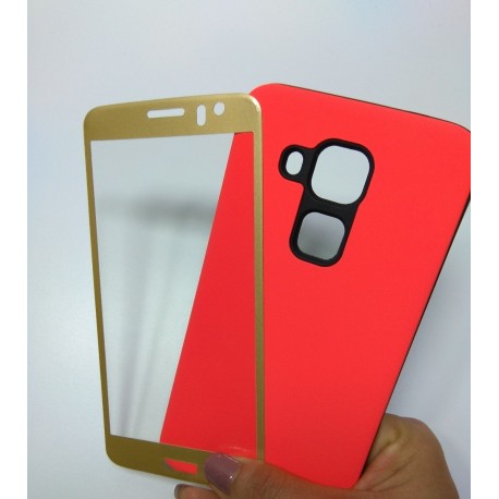 Kit Protector Nova Plus Anti-impacto Rojo + Curvo 3d Dorado (Entrega Inmediata)
