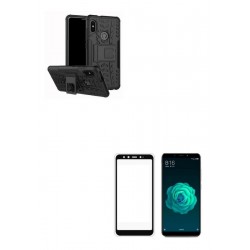 Kit Estuche Armadura Negro + Vidrio 5d Xiaomi Redmi Mi A2 (Entrega Inmediata)