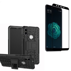 Kit Estuche Armadura + Vidrio 5d Xiaomi Redmi Mi A2 Negro (Entrega Inmediata)
