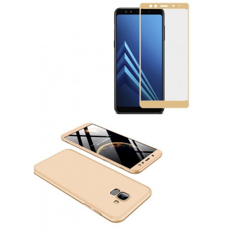Protector 360 Samsung Galaxy A8 2018 Dorado + Vidrio 3d (Entrega Inmediata)