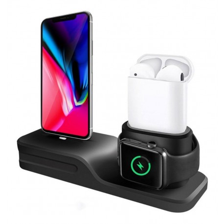 Base Dock Cargador iPhone Apple Watch Air Pods 3 En 1 (Entrega Inmediata)