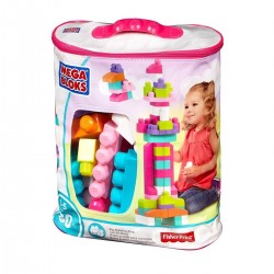 Fisher Price Bolsa De 80 Piezas Megabloks Bloques Juego Rosa (Entrega Inmediata)