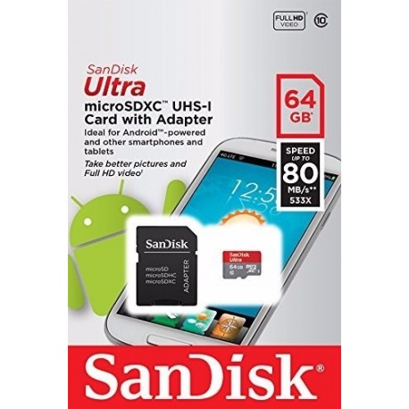 Memoria Micro Sd Sandisk 64 Clase 10 80mb/s Original (Entrega Inmediata)