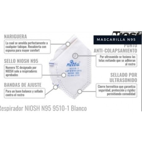 Tapabocas Nitta N95 Ref 9510 Niosh (entrega Inmediata) (Entrega Inmediata)