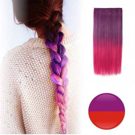 Cortina De Cabello Lisa Degradee Extensión Morado A Rojo (Entrega Inmediata)