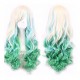 ! Peluca Cosplay Bicolor Rubio Verde Cyan Harajuku Ondulada! (Entrega Inmediata)