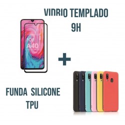 Estuche Silicona Tpu + Vidrio 9h Samsung A40 (Entrega Inmediata)