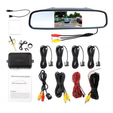 Combo Espejo Retrovisor 4.3 + Cámara Reversa + Sensores Rev (Entrega Inmediata)
