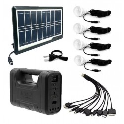 Kit Panel Solar+4 Bombillos+batería+linterna Autos Cargador (Entrega Inmediata)