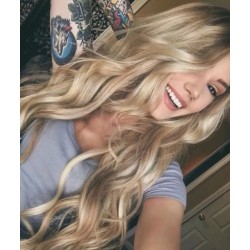 Extensiónes De Cabello Seminatural Rubio Platino Ondulado (Entrega Inmediata)