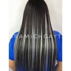 Extensiónes De Cabello Seminatural Negro Con Iluminación (Entrega Inmediata)