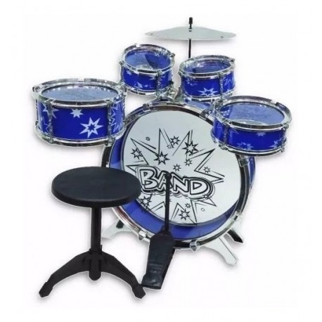 Set Batería Musical 5 Tambores Niños Azul Percusión 28832 (Entrega Inmediata)