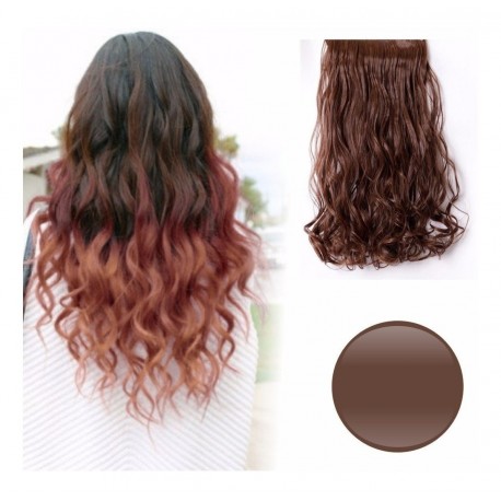¡ Extensión De Kanekalon Castaño Cortina Cabello Ondulada !! (Entrega Inmediata)