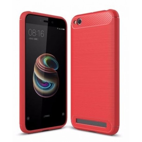 Kit Estuche Fibra Carbono Xiaomi Redmi 5a Rojo + Vidrio Blan (Entrega Inmediata)