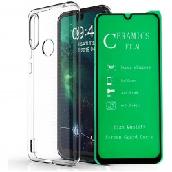 Funda Estuche Goma Clear + Vidrio Cerámico Motorola E6s 2020 (Entrega Inmediata)