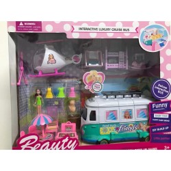 Carro Bus Con Helicóptero, Dormitorio, Muñeca Y Accesorios (Entrega Inmediata)