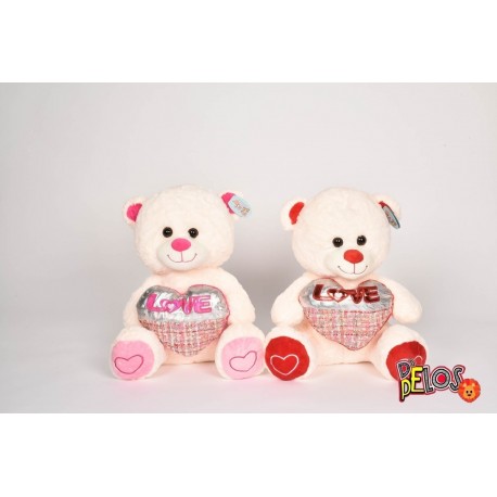 Oso De Peluche Corazon Love 40cm 2604 (Entrega Inmediata)