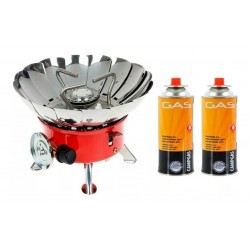 Estufa Camping Gas Butano Con Rompevientos + 2 Tanques (Entrega Inmediata)