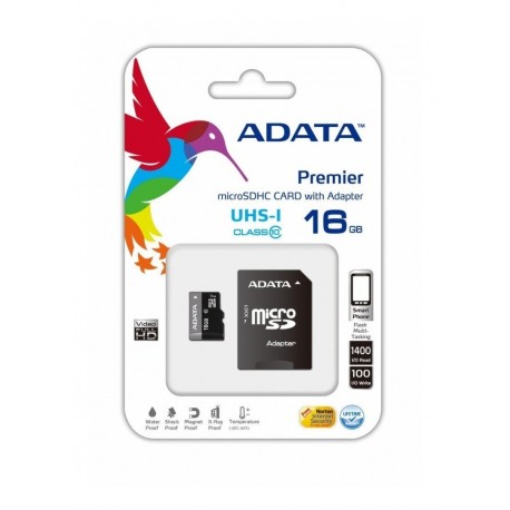 Memoria Micro Sd Adata 16gb Clase 10 Uhs-i 50 Full Hd @pd (Entrega Inmediata)