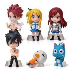 Fairy Tail Natsu Lucy Happy Colección X 6 Figuras En Bolsa (Entrega Inmediata)