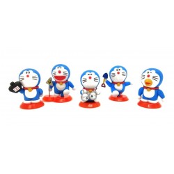 Doraemon Colección X 5 Figuras Base Roja En Bolsa (Entrega Inmediata)