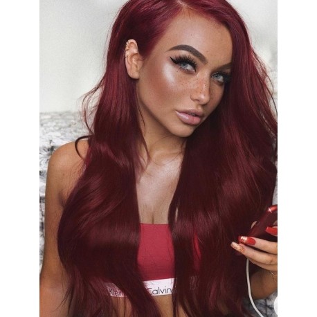 Extensiones De Cabello Largas Rojo Caoba Seminatural (Entrega Inmediata)