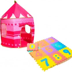 Combo Carpa Castillo Para Princesas Rosado + Tapete De Fomi (Entrega Inmediata)