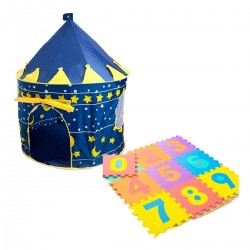 Combo Carpa Castillo Para Niño Azul + Tapete De Fomi (Entrega Inmediata)