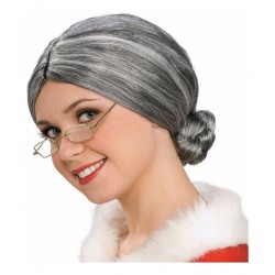 ¡ Peluca De Abuelita Con Moño Cabello Sintético Halloween ! (Entrega Inmediata)