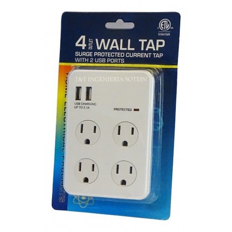 Toma De 4 Salidas Con Puertos Usb Para Celular (Entrega Inmediata)