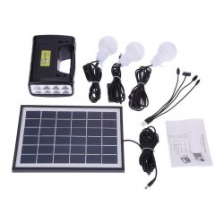 Kit Panel Solar Con 3 Bombillos, Linterna Y Power Bank Celda (Entrega Inmediata)