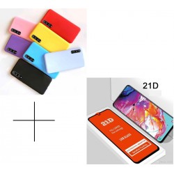 Estuche Case Silicona + Vidrio Templado Samsung A30s / A50s (Entrega Inmediata)