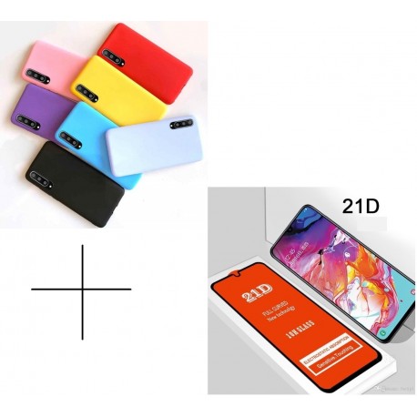 Estuche Case Silicona + Vidrio Templado Samsung A30s / A50s (Entrega Inmediata)