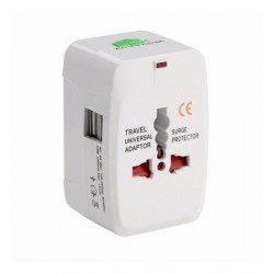 Convertidor Enchufe Universal Ac Viajero + Cargador 2 Usb (Entrega Inmediata)