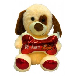 Peluche Perro Con Hueso Te Amo 35 X 25cm (Entrega Inmediata)