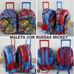 Maleta Escolar Con Ruedas Mickey 16 (Entrega Inmediata)