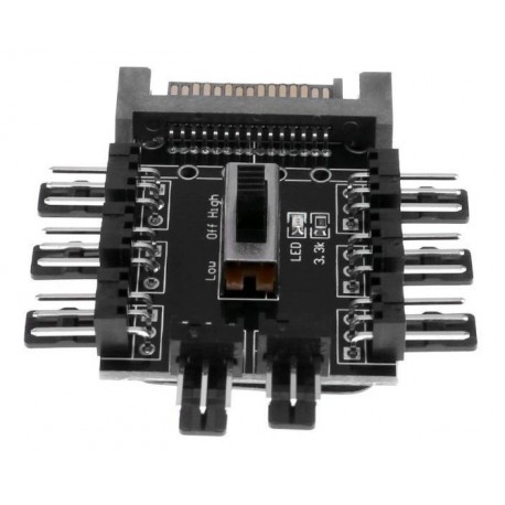 Multiplicador Sata A 8 Ventiladores De 3 Pines, 12 Voltios (Entrega Inmediata)