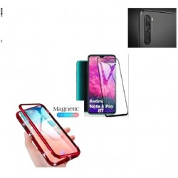 Kit Case Magnetico Xiaomi Note 8 Pro + Vidrio + Lente (Entrega Inmediata)