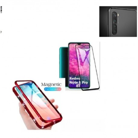 Kit Case Magnetico Xiaomi Note 8 Pro + Vidrio + Lente (Entrega Inmediata)