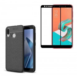 Kit Funda Tpu Cuero Asus Zenfone Max M1 Zb555kl + 6d (Entrega Inmediata)