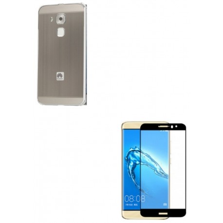 Kit Bumper Plateado + Vidrio 3d Negro Huawei Nova Plus (Entrega Inmediata)