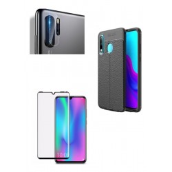 Kit Protector Tp Cuero Huawei P30 + Vidrio Camara + 6d (Entrega Inmediata)