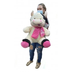 Vaca De Peluche Grande De 90cmts + Perfume Y Moño De Regalo (Entrega Inmediata)