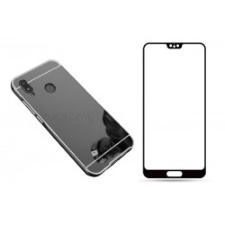 Kit Protector Bumper Aluminio Huawei P20 Lite + Vidrio Negro (Entrega Inmediata)