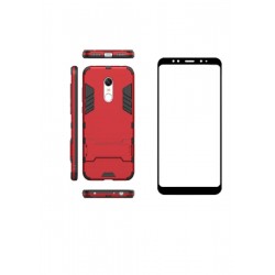 Kit Estuche Antiimpacto Xiaomi Redmi 5 Plus Rojo+ Vidrio 3d (Entrega Inmediata)