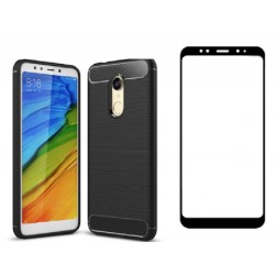 Kit Funda Fibra Carbono Xiaomi Redmi 5 Plus Ng+ Vidrio 3d (Entrega Inmediata)