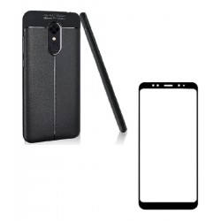 Kit Estuche Tpu Cuero Xiaomi Redmi 5 Plus Ng+ Vidrio Negro (Entrega Inmediata)