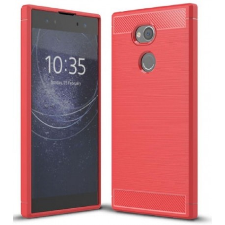 Kit Estuche Fibra Carbono Sony Xa2 Ultra Rojo + Vidrio 3d (Entrega Inmediata)