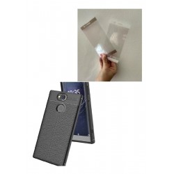 Kit Estuche Tipo Cuero Sony Xa2 Negro + Vidrio 3d (Entrega Inmediata)