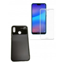 Kit Funda Tpu De Lujo Huawei P20 Lite Negr+ Vidrio 3d Blanc (Entrega Inmediata)